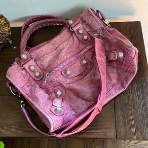 Balenciaga City bag, purple, GSH, extra large silver hardware